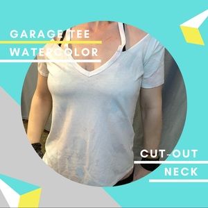 Garage: Watercolor Dyed Cut-Out Neckline Tee